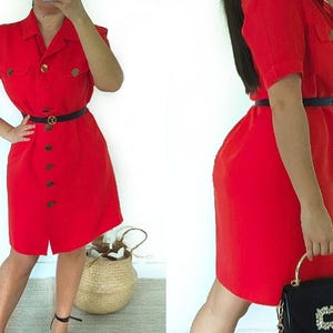Yves Saint Laurent red tailored dress 40 42 vintage