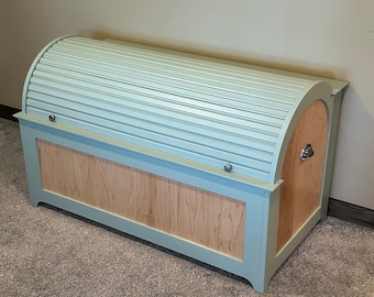 Wood Roll-top Chest, Wood Roll-top Trunk, Wood Chest, Storage Chest, Wood Trunk, Storage Trunk, Blanket Chest, Toy Chest, Toy Box