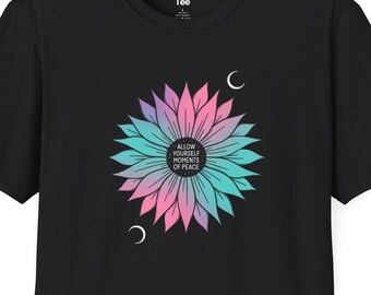 Mindfulness Flower Graphic Tee, Calming Mental Health Shirt