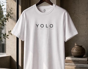 Minimalistisch YOLO Quote-T-shirt, uniseks zacht katoenen T-shirt
