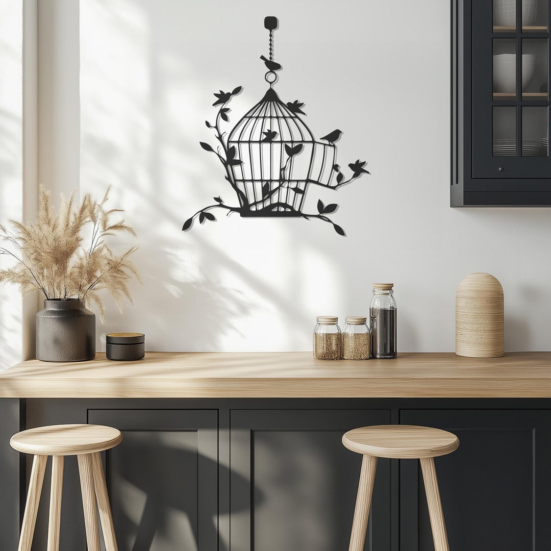 Picture of Bird Cage Wall Decor Metal Wall Art Bird Minimalist Wall Art Rustic ...