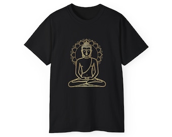 Golden Zen Mandala T-Shirt Minimalist Buddha Spiritual