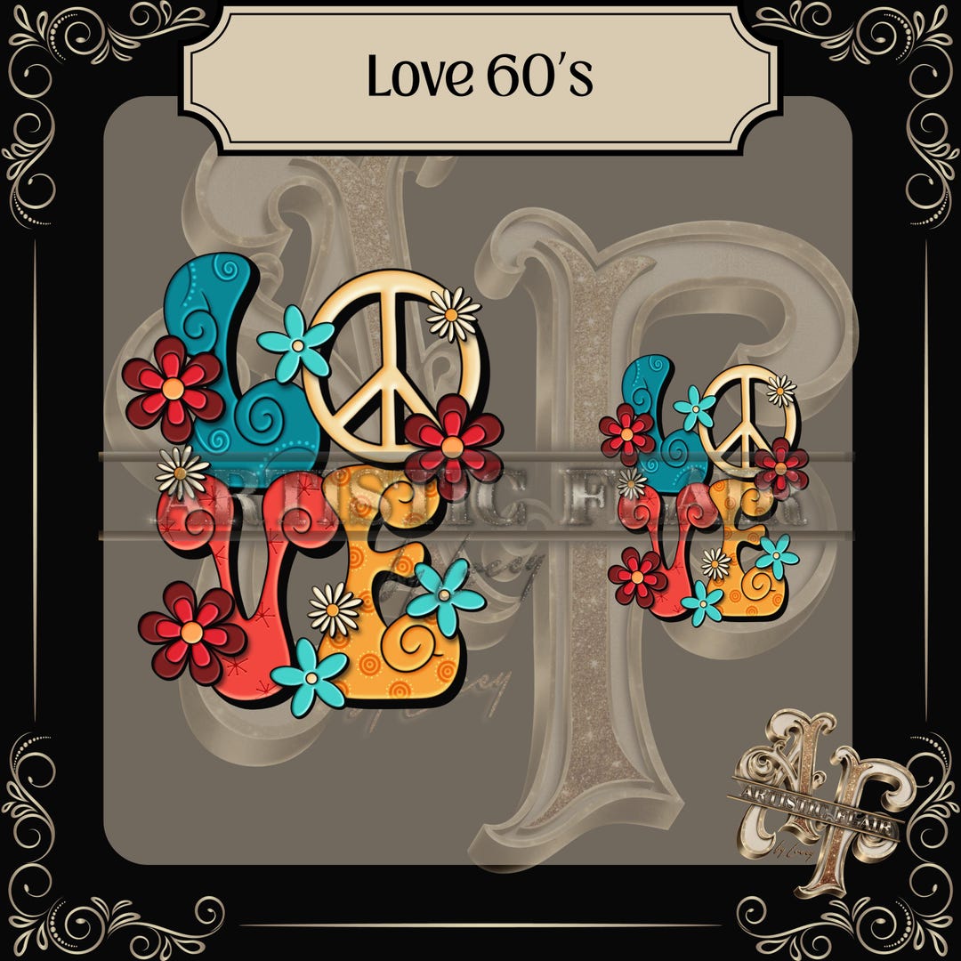 Love 60s Retro Hippie PNG | Peace Sign Flower Shirt Design | Groovy 70s ...