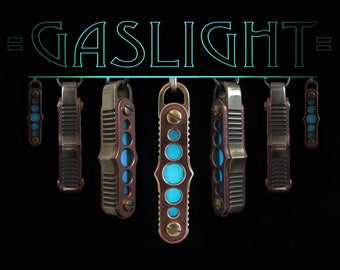 Gaslight brass copper EDC Keychain Lantern Aqua glow