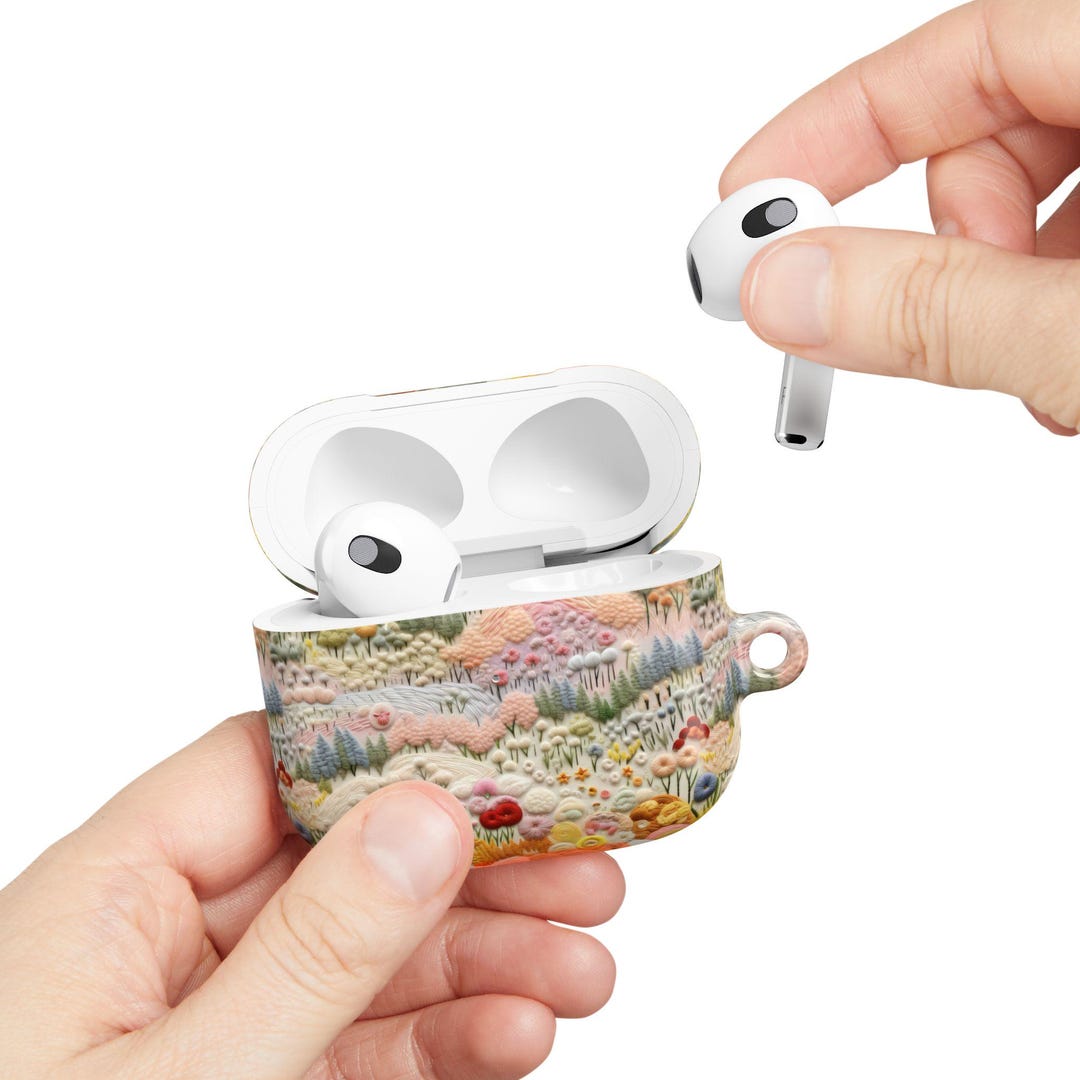 Spring Floral AirPod Case, 3D Floral Embroidery, Cute Earbud Cases ...