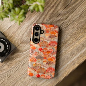 Custodia artistica per Samsung Galaxy, design audace con conchiglia dipinta a mano, cover per telefono unica, regali per gli amanti dell'oceano, custodia protettiva, atmosfera da spiaggia