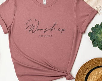 Made To Worship Christian Mauve Tshirt,Faith Shirt,Bible Verse Shirt,Womens Christian Shirt,Worship Apparel, Praise Tshirt, Uplifting Shirt