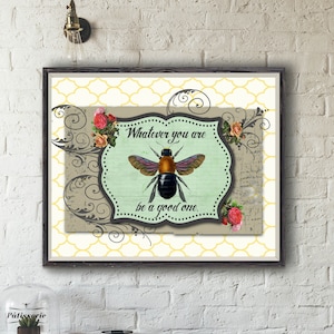 Bee Photo Collage Art Poster Print, Bee Art, Motivational Quote, Inspiring Home Decor, Nursery Art, Baby Shower Gift, Sweet Art for Nursery