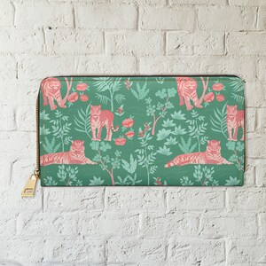 Cartera con cremallera para mujer, Cartera de tigre, Cartera de cuero sintético, Regalo para mamá, Cartera grande para mujer, Cartera única para mujer, Cartera con cremallera, Cartera linda