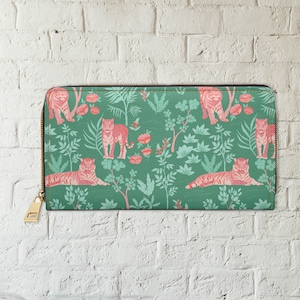 Portefeuille tigre rose, portefeuille à fermeture éclair pour femme, portefeuille tigre, cadeau de vacances pour elle, joli portefeuille, portefeuille en similicuir, portefeuille coloré, cadeau pour maman