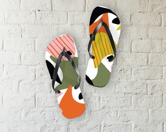 Womens Flip Flops, Fun Flip Flops, Colorful Flip Flops, Mod Flip Flops, Beachwear Shoes, Summer Footwear, Beach Slippers,Women's Casual Shoe