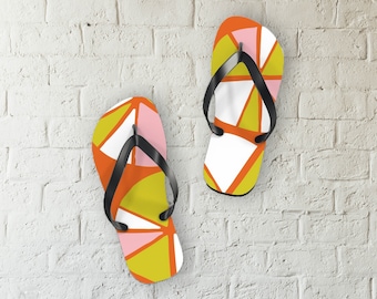 Womens Flip Flops,Mod Flip Flops, Fun Beach Shoes, Colorful Flip Flops, Stylish Beach Slippers, Womens Footwear, Beach Footwear,Summer Shoes