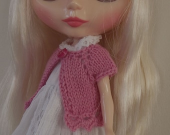 BLYTHE CARDIGAN/BOLERO, Blythe outfit, Blythe clothes, Blythe knitted top/Blythe pink top