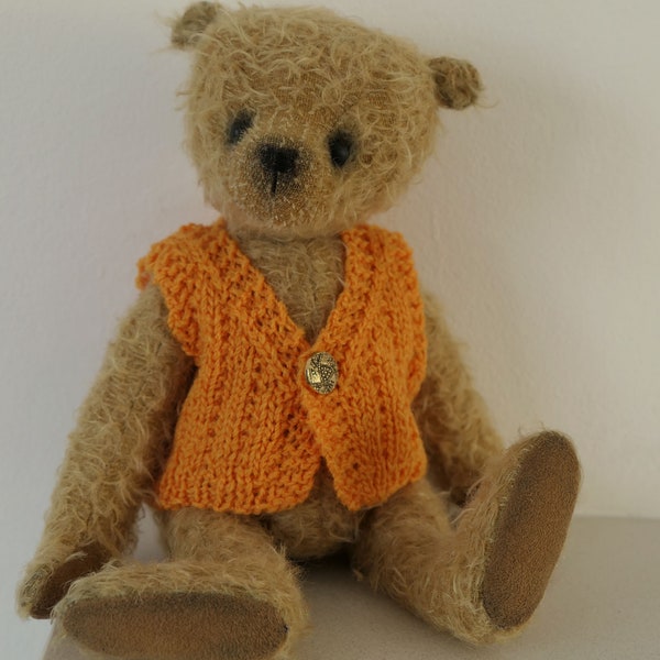 TEDDY BEAR WAISTCOAT, 9 inch teddy bear clothes, vintage bear, antique bear, Steiff bear