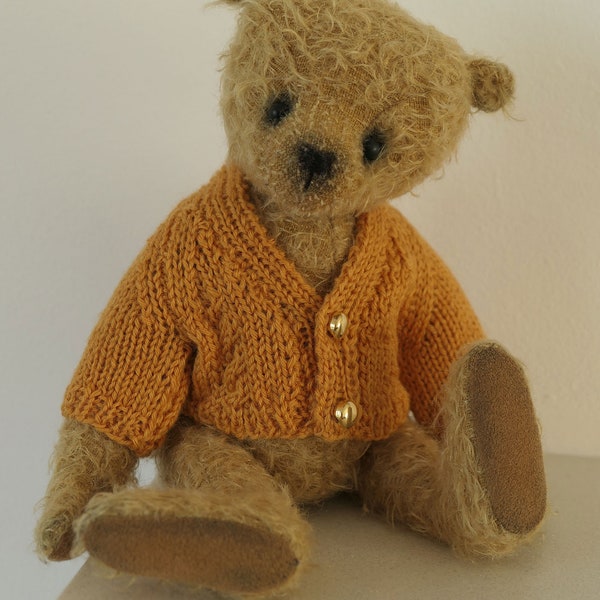 TEDDY BEAR CARDIGAN, 8 to 9 inch Teddy Bear Clothes, Artist Bear, Antique Bear, Steiff Bear