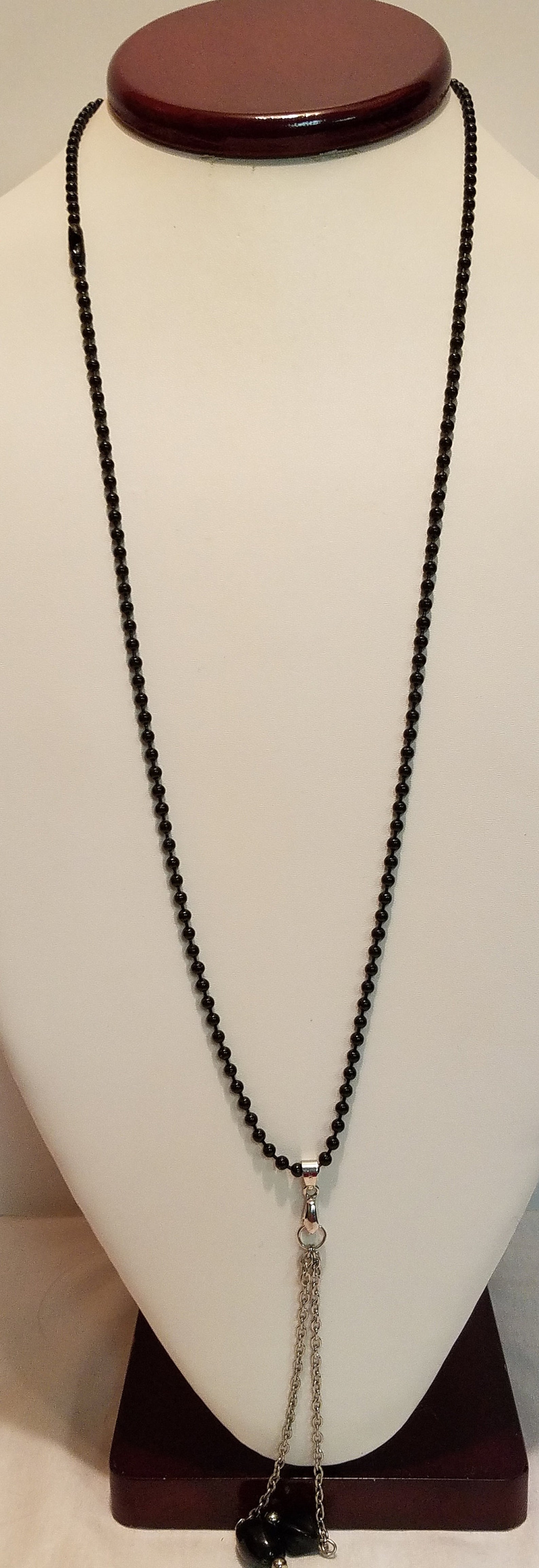 19 Long Black Ball Chain Necklace With Black Bead Drops Etsy Sweden