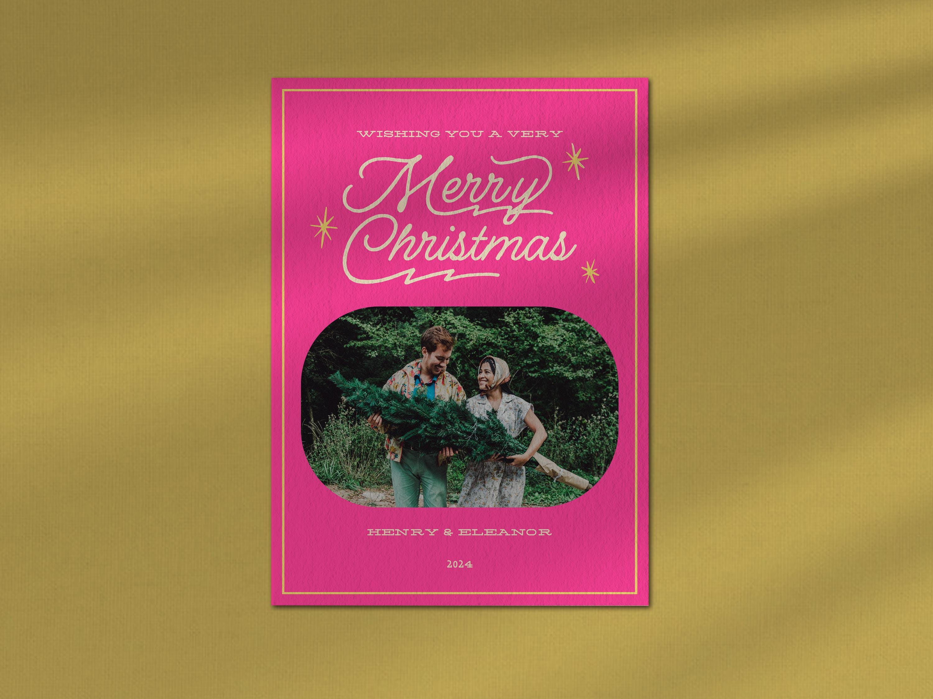 まりぃ♡ページ BRIGHT RETRO CHRISTMAS Photo Card Template | Simple Vintage