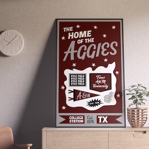 CAMPUS CLASSICS Texas A&M Wall Art Poster | Dorm Room Print | Texas A7M University | Digital Print | College Art | 18x24 | 11x17 | 16x20