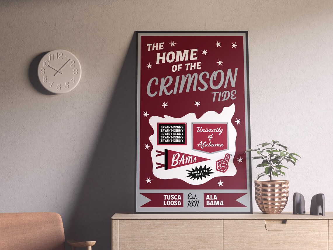 CAMPUS CLASSICS Alabama Wall Art Poster | Dorm Print | College Art ...