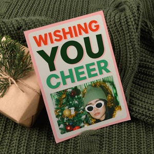 Carte de Noël photo COLORÉ AUDACIEUX | de Noël pleine d'esprit ludique | carte de voeux joyeuse et vibrante | carte de vœux saisonnière | modèle modifiable