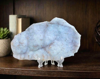 Botryoidal Chalcedony Slice, Blue Kütahya Druzy Quartz Crystal, Turkish Gemstone Decor 562 g