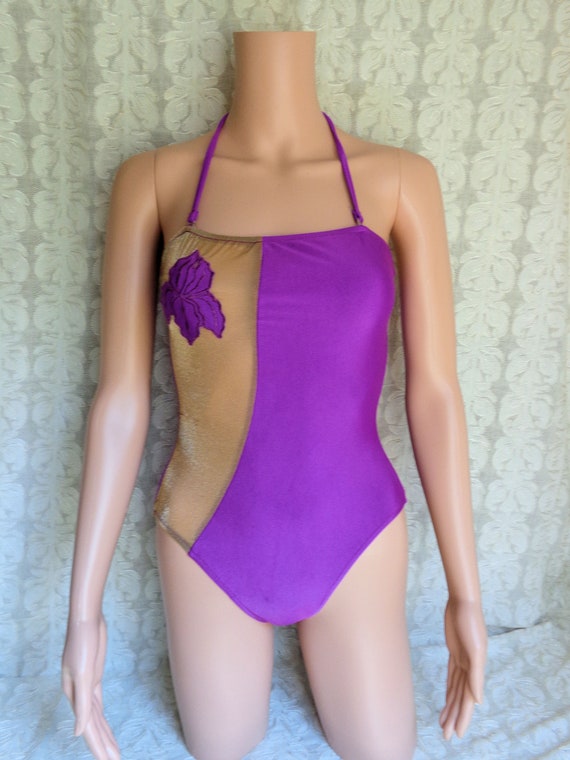 Vintage Bodysuit By Playboy Summer Bodysuit Purpl… - image 1