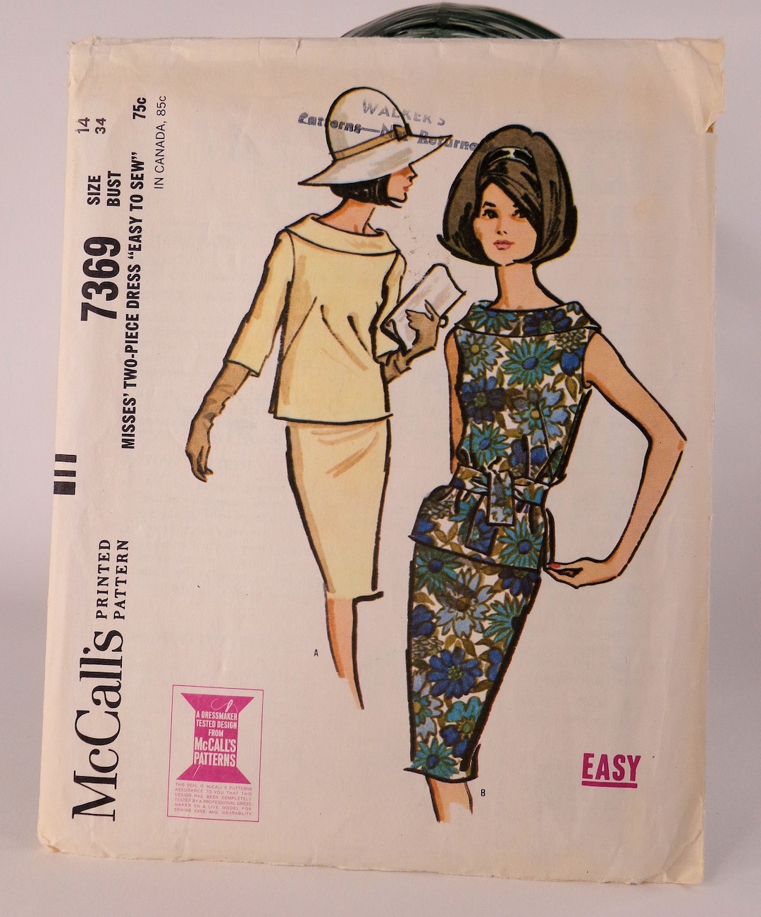 2 Piece Dress Pattern Vintage Dress Pattern Mccalls 7369 Size 14 Easy to Sew Pattern Clothing
