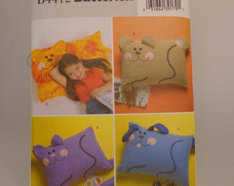 Cat Fleece Pillow Pattern Bear Fleece Pillow Pattern Dog Fleece Pillow Pattern Lion Fleece Pillow Pattern Butterick 4412 Uncut Pattern FF