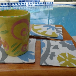 Coasters Mug Rugs Set of 4 Coaster Set Mug Rug Set Fabric Coasters Coffee Mug Rugs Tea Mug Rugs Suzani Coasters Hostess Gift Housewarming