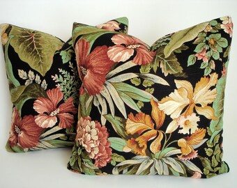 Tropical Pillow Covers One Pair 18 x 18 Pillow Covers Floral Pillow Covers Throw Pillows Toss Pillows Colorful Pillows Pair Pillow Covers