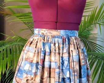 Delantal de mujer, medio delantal, delantal con bolsillos delanteros, delantal con lazo en la cintura, accesorios de cocina, delantal de talla única, delantal náutico, envío gratis