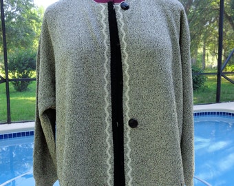 Womens Sweater Vintage Sweater Gray Black Sweater Anne Pederson Size X-Large Plus Size Sweater Wool & Rayon Free Shipping
