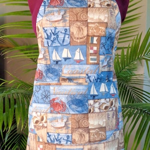 Womens Apron Full Apron With Front Pocket Adjustable Neck Strap Tie Waist Kitchen Accessories One Size Nautical Apron Free Shipping