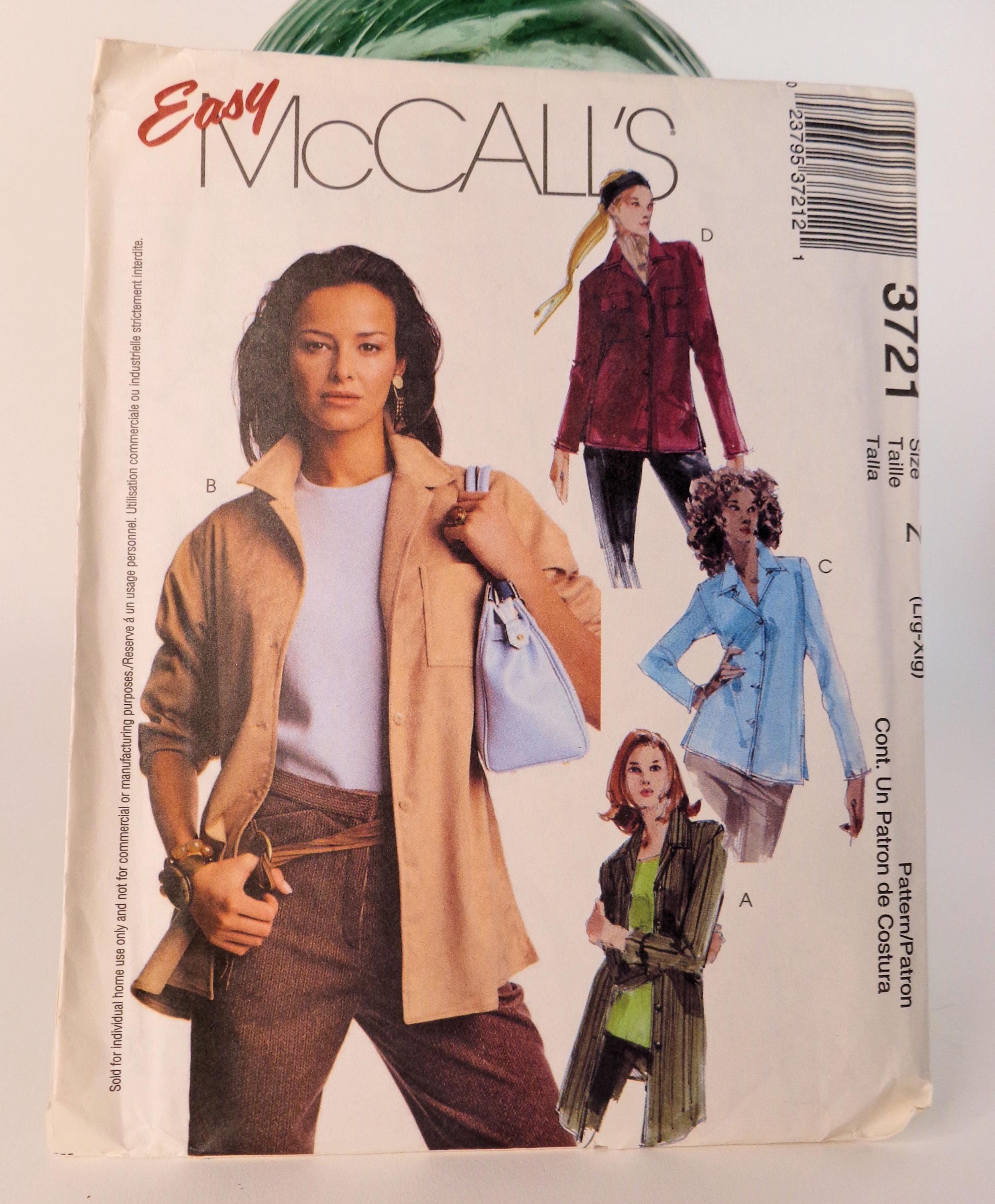 Womens Shirt Pattern Top Pattern McCalls 3721 Size Large XLarge Size 16-22 Uncut Pattern FF Clothing Pattern Easy To Sew Free Shipping