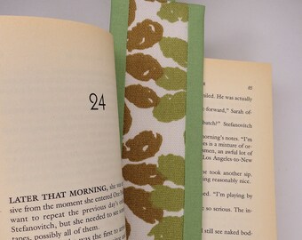 Bookmark Fabric Bookmark Green and Brown Leaf Bookmark Gift for Booklover Handmade Bookmark Stocking Stuffer Gift Idea Free Shipping