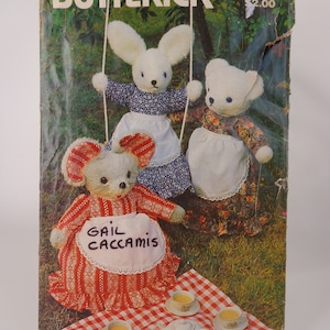 Stuffed Rabbit Pattern Stuffed Mouse Pattern Stuffed Bear Pattern Dress Or Pajama Bag Pattern Apron Pattern Butterick 431 Uncut FF Free Ship