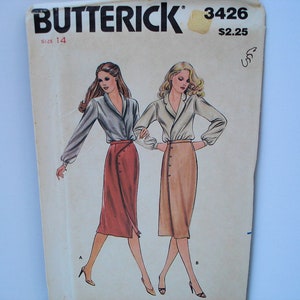 Vintage Butterick Pattern Butterick #3426 Womens Pattern Clothing Pattern Skirt Pattern Wrap Skirt Pattern Size 14 Pattern Uncut Pattern FF