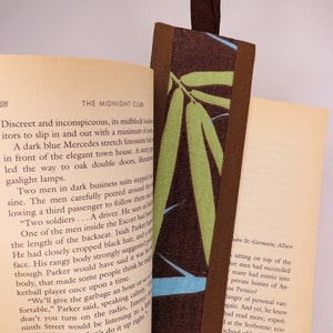 Bookmark Fabric Bookmark Green Brown Palm Leaf Print Bookmark Gift for Booklover Handmade Bookmark Stocking Stuffer Gift Idea Free Shipping