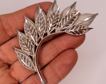 Vintage Coro Brooch Silver Tone Leaf Design Vintage Pin Vintage Brooch Free Shipping