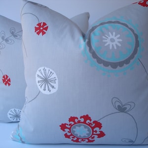Grey Suzani Pillow Covers One Pair 18 x 18 Handmade Home Decor Pair Grey Pillows Accent Pillows Throw PIllows Designer Pillows Cushion Cover