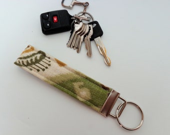 Key Fob Wristlet Key Fob Key Chain Key Ring Fabric Key Fob Key Accessory Ikat Key Ring Gift Idea 1 1/4" Wide Key Ring Wrist Key Ring Green