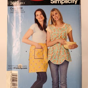 Womens Apron Pattern Simplicity 3670 One Size Pattern Uncut Pattern FF Free Shipping