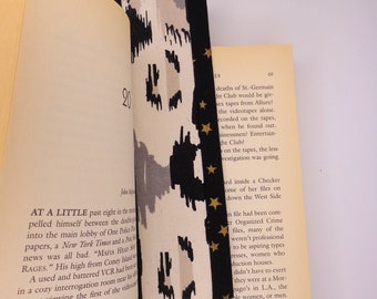 Bookmark Fabric Bookmark Black and Off White Bookmark Gift for Booklover Handmade Bookmark Stocking Stuffer Gift Idea Free Shipping