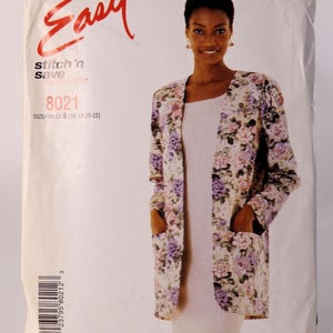 Patrón de chaqueta de mujer Patrón de vestido Stitch &#39;N Save 8021 McCalls 8021 Talla 16-18-20-22 Patrón sin cortar Patrón de ropa Envío gratuito