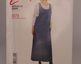 Womens Jumper Pattern Dress Pattern Stitch 'N Save 8879 McCalls 8879 Size 8-10-12-14 Easy To Sew Free Shipping Plz Read Description