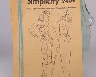 Dress Pattern Simplicity 9409 Size 12 Pattern Summer Dress Pattern Sized for Stretch Knits Pattern Strapeless Dress Pattern Uncut Pattern FF