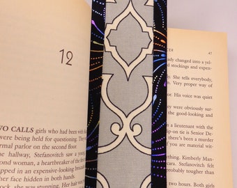 Bookmark Fabric Bookmark Gray & Black Bookmark Gift for Booklover Handmade Bookmark Stocking Stuffer Gift Idea Free Shipping