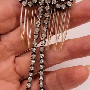 Vintage Rhinestone Hair Comb Bow With Tails Womens Hair Accessory Side Comb Mid Century Hair Comb Free Shipping