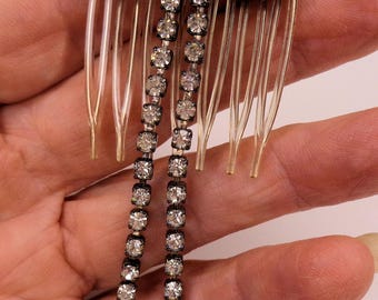 ヴィンテージ ラインストーン ヘアコーム しっぽ付きリボン レディース ヘアアクセサリー サイドコーム ミッドセンチュリー ヘアコーム 送料無料