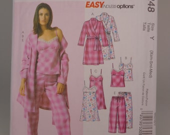 Womens Robe Pattern Nightgown Pattern Top Pattern Shorts Pattern Pants Pattern Sleepwear Pattern McCalls 5248 Size Lrg-Xlg Free Shipping